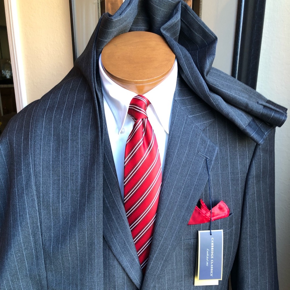 NEW Cambridge Classics 2 Pc Charcoal Pinstripe 40R - Picture 4 of 16